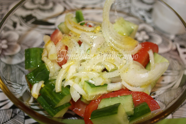 Салат с брынзой и овощами. Шаг 7