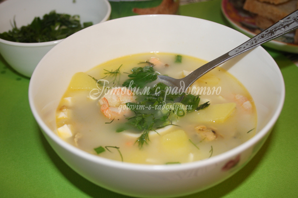 Суп из морепродуктов со сливками. Шаг 7